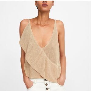 Zara Knit Top With A Ruffle, XS-M
